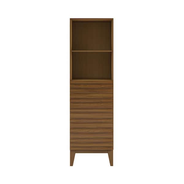 Cascade 17 in. W x 17 in. D x 60 in. H Brown Freestanding Linen Cabinet in Brown Oak