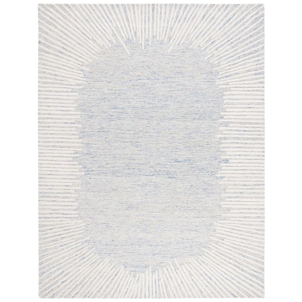 Abstract 11 ft. x 15 ft. Blue/Ivory Marle Eclectic Area Rug