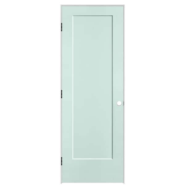 Masonite 28 in. x 80 in. 1-Panel Lincoln Park Right-Hand Solid Core Sea Glass Molded Composite Single Prehung Interior Door