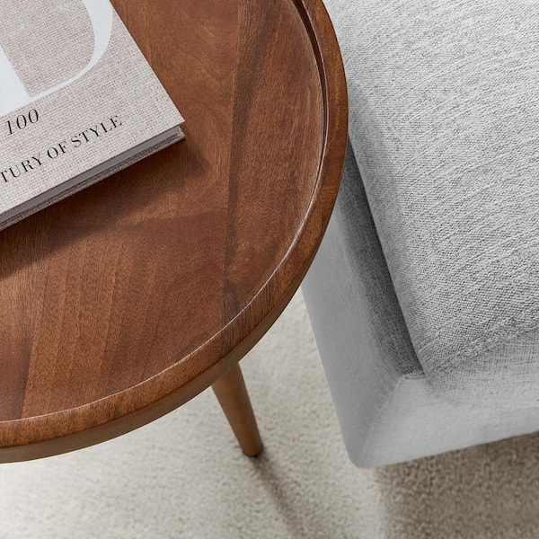MODWAY Chiro Walnut Round Wood Side Table EEI-6830-WAL - The Home