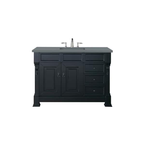 James Martin Vanities Brookfield 48 in. W x 23.5 in. D x 34.3 in. H Bathroom Vanity in Antique Black with Cala Blue Quartz Top