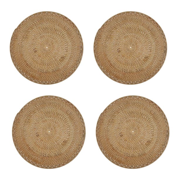 Split P Rattan Natural Round Charger Plate (Set of 4)