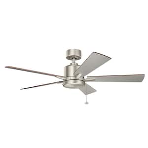 Lucian II 52 in. Indoor Brushed Nickel Downrod Mount Ceiling Fan with Pull Chain for Bedrooms or Living Rooms