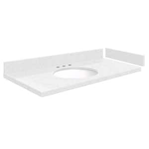 Silestone 37.25 in. W x 22.25 in. D Qt. White Round Single Sink Vanity Top in Statuario