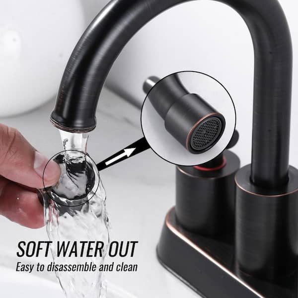 4 in. Centerset Modern Double-Handle Bathroom Sink Faucet, Basin Faucet with Pop-Up Drain in Oil Rubbed Bronze