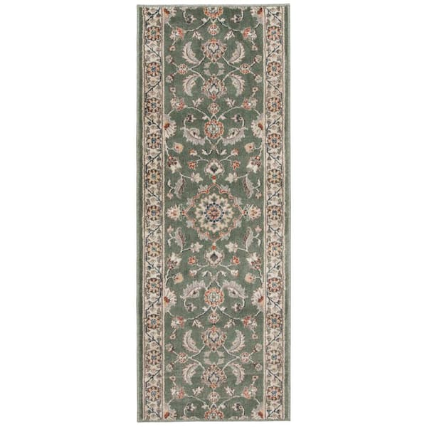 Capri Elina Spring/Alabaster 33 in. W x 12 in. L Your Choice Length Stair Runner Coverage Area 2.75 sq. ft.