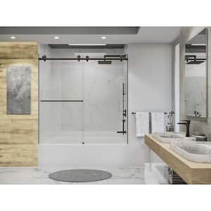 Eclipse 60 in. W x 60.5 in. H Frameless Bypass Sliding Tub Door in Oil Rubbed Bronze