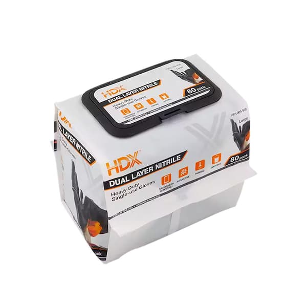 HDX HDX RESEAL Dual Color NITRILE GLOVE 80 PK HDX-PNG-80 - The