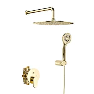 Single Handle 1-Spray 10in. Round Shower Faucet 1.8 GPM with Pressure Balance in. Gold(Valve Included)