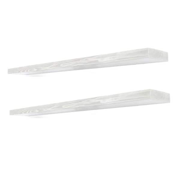 60 in. W x 8 in. D White Floating Shelves Decorative Wall Shelf (Set of 2)
