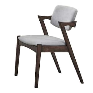 Gray and Brown Fabric Angled Arms Dining Chair (Set of 2)
