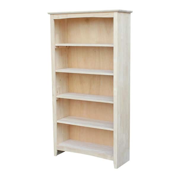 International Concepts 60 in. Unfinished Wood 5-shelf Standard Bookcase with Adjustable Shelves