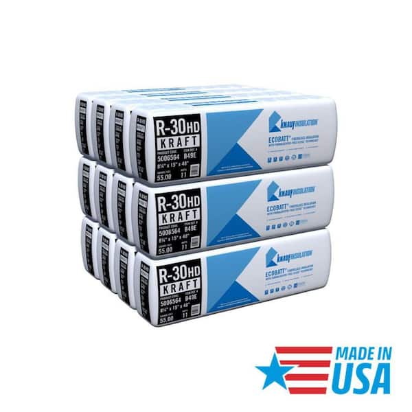 R-30 Cathedral EcoBatt Kraft Faced Fiberglass Insulation Batt 15 in. x 48 in. x 8-1/4 in. (12-Bags)