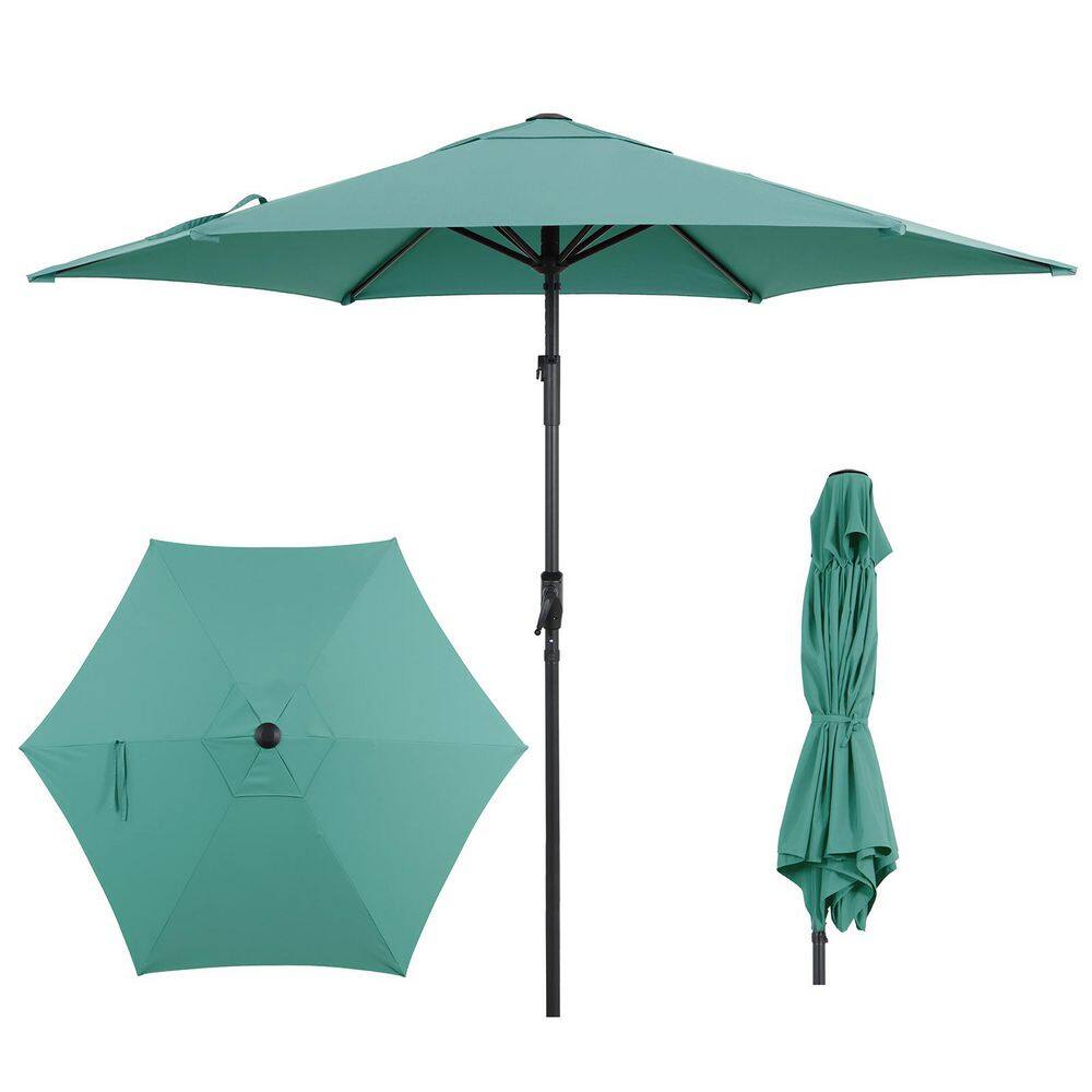 UA657A 9 ft. Aluminum Outdoor Tilt Patio Umbrella 108 in Skyblue Tan with Crank 6 Ribs UV Protection Water Resistant price history on PriceWatchPro