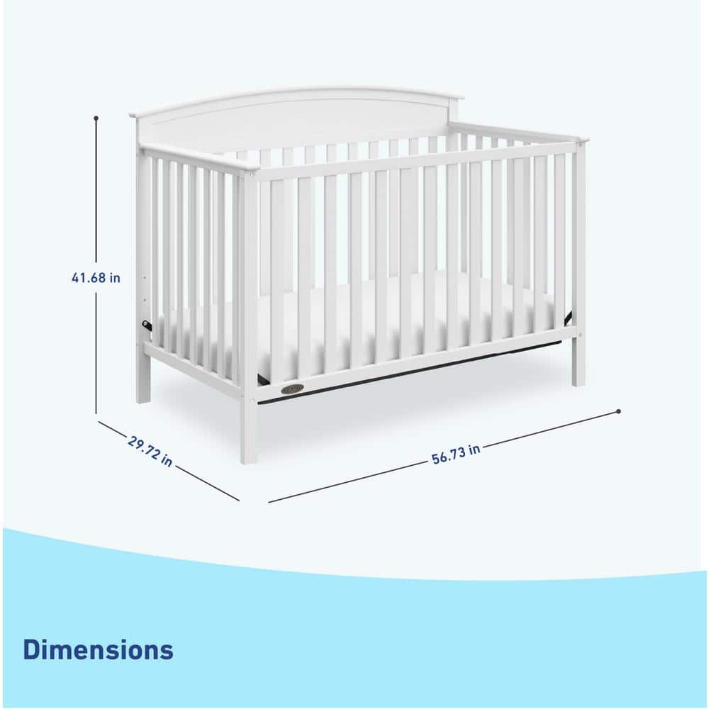 White Pine Wood 5-in-1 Convertible Crib with Adjustable Mattress Support
