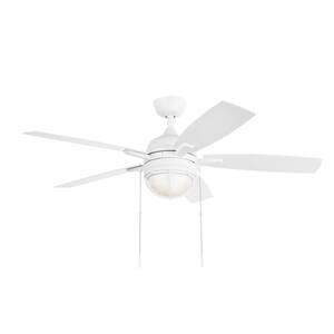 Seaport II 52 in. Indoor/Outdoor Wet Rated Matte White Ceiling Fan with LED Bulbs Included