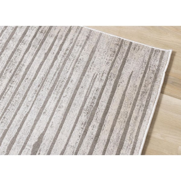 Veran Collections 8 ft. x 11 ft. Grey Stripes, Tonal/Solid Indoor Area Rug