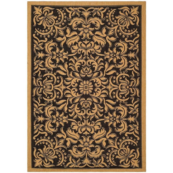 Safavieh Courtyard Black/Natural 5 ft. x 8 ft. Floral Indoor/Outdoor Area Rug