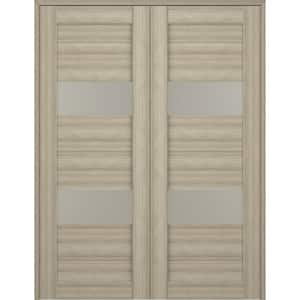 Vita 36 in. x 83.25 in. Both Active 2-Lite Frosted Glass Shambor Wood Composite Double Prehung French Door