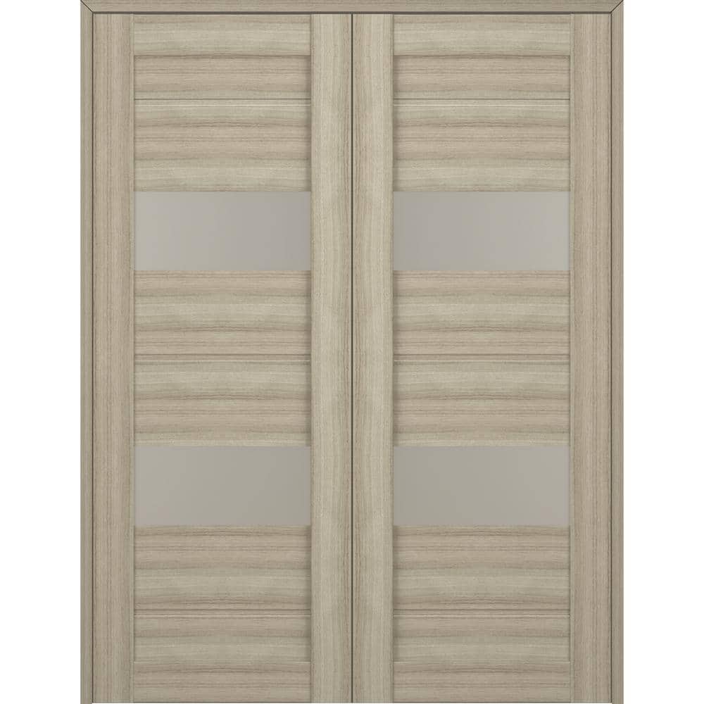 Shambor 64" x 83.25" Frosted Glass Composite Prehung French Door