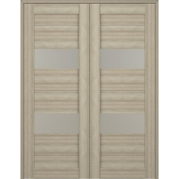 Vita 64 in. x 83.25 in. Both Active 2-Lite Frosted Glass Shambor Wood Composite Double Prehung French Door