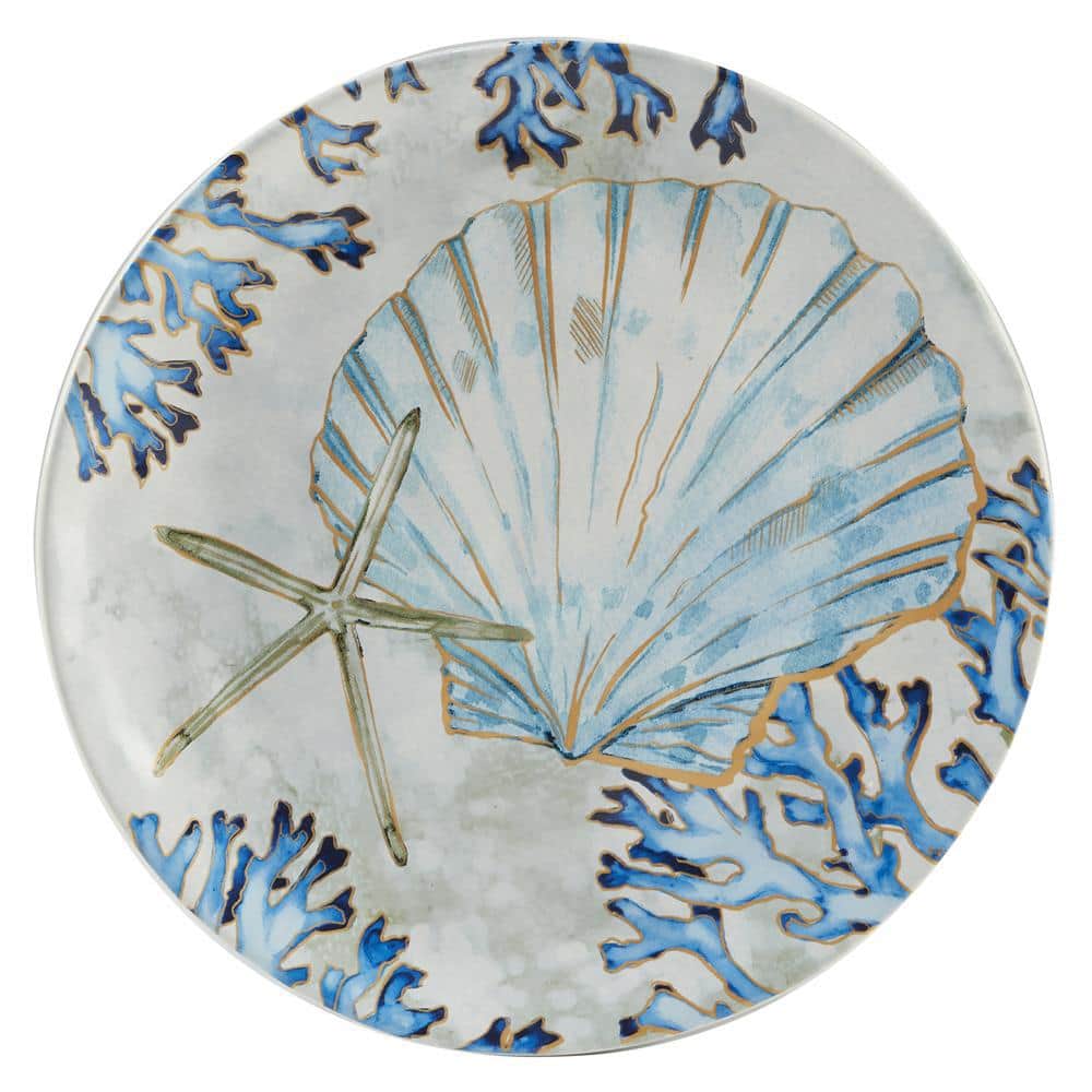 Playa Shells Multicolor Ceramic Coastal Salad Plates, Set of 4