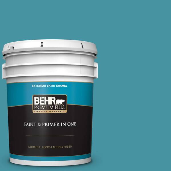 BEHR PREMIUM PLUS 5 gal. 530D6 Teal Bayou Satin Enamel
