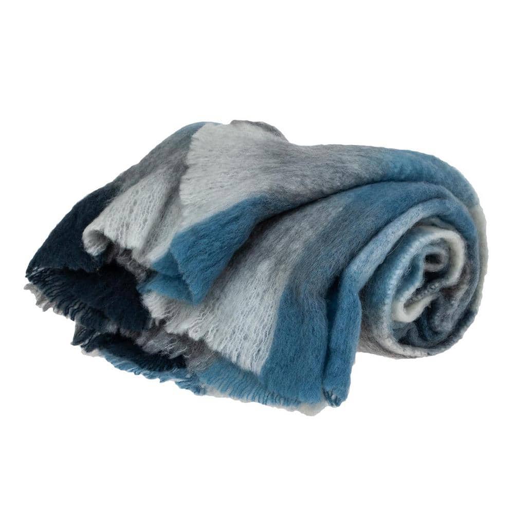 Cabino Lodge Blue and Gray Wool Blend Throw Blanket