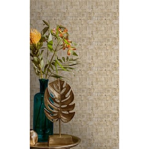 Gold Cork-Like Natural Machine Washable 57 sq. ft. Non-Woven Non- Pasted Double Roll Wallpaper