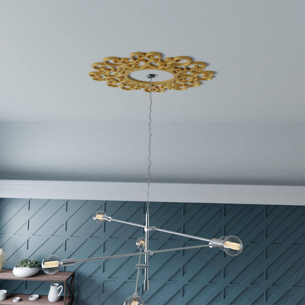 Gold 22" PVC Pierced Ceiling Medallion with Filigree Design