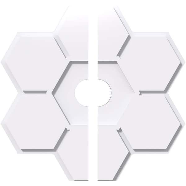 Ekena Millwork 1 in. P X 14 in. C X 40 in. OD X 6 in. ID Daisy Architectural Grade PVC Contemporary Ceiling Medallion, Two Piece