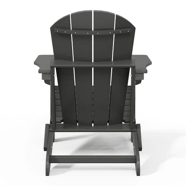 Addison Gray 8-Piece Plastic Folding Outdoor Patio Fade Resistant Adirondack Conversation Chair Set