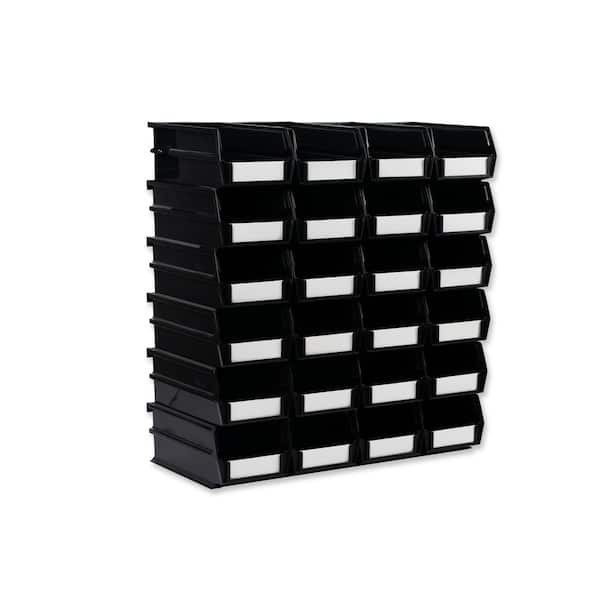 LocBin 0.3-Gal. Stacking, Hanging, Interlocking Polypropylene Storage Bin in Black (24-Pack)