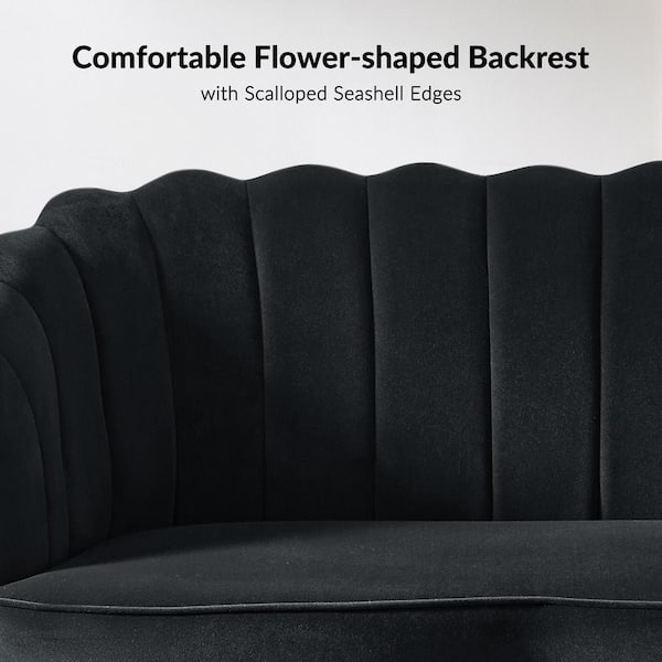JAYDEN CREATION Yeran Velvet 50.2 in. Black 2-Seats Loveseat