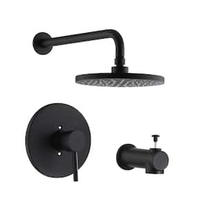 Kree Single Handle 1-Spray Tub and Shower Faucet 1.8 GPM with Pressure Balance in. Matte Black (Valve Included)