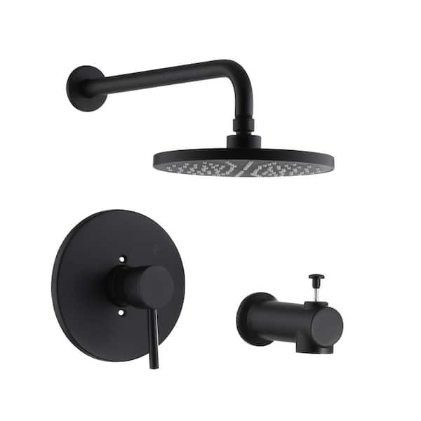 Ultra Faucets Kree Single Handle 1-Spray Tub and Shower Faucet 1.8 GPM with Pressure Balance in. Matte Black (Valve Included)