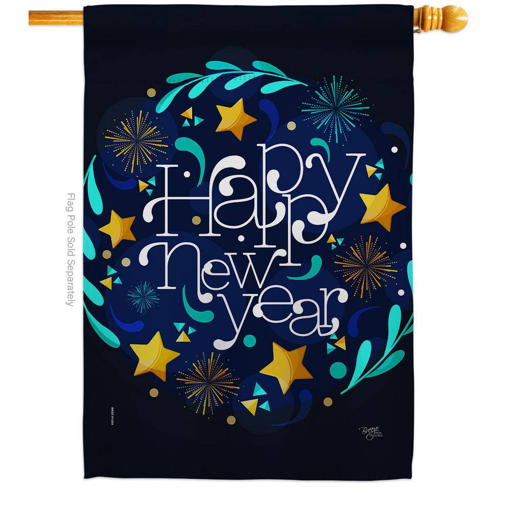 Breeze Decor 28 in. x 40 in. New Year Vibes House Flag Double-Sided ...