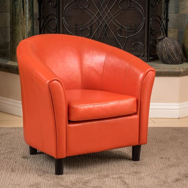 Orange leather on sale club chair