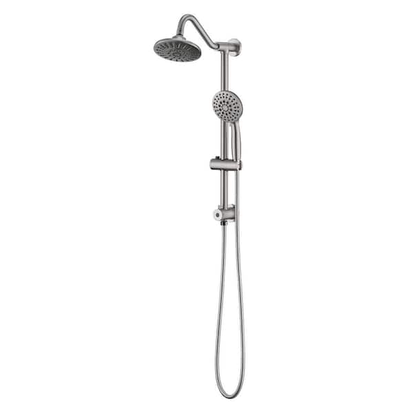 YASINU 6-Spray Multifunction Wall Bar Round Rain Shower Faucet Kit with Handheld Shower in Brushed Nickel