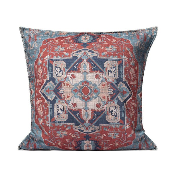 LR Home Sarina Red/Navy 20 in. x 20 in. Persian Medallion Indoor/Outdoor Throw Pillow