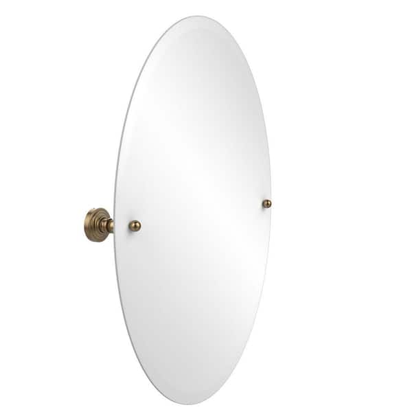 Allied Brass Waverly Place Collection 21 in. x 29 in. Frameless Oval Single Tilt Mirror with Beveled Edge in Brushed Bronze