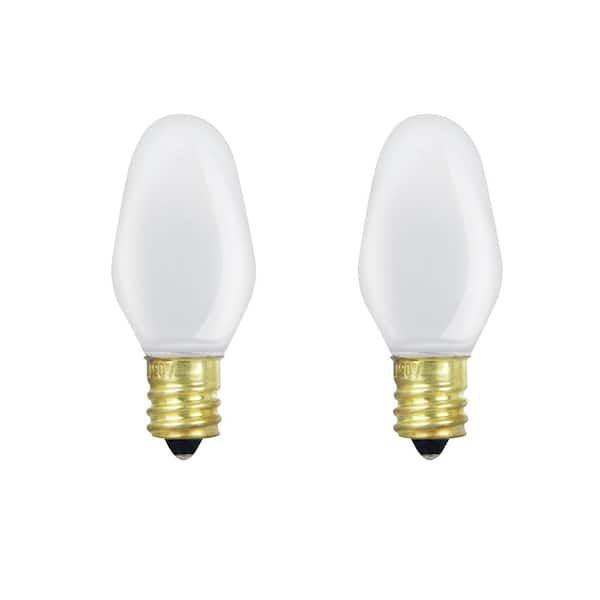 Feit Electric 7-Watt Equivalent C7 2700K White Incandescent E12 Night Light Bulb (2-Pack)