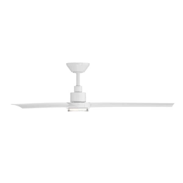 Bolo 56 in. Smart Indoor/Outdoor Matte White Standard Ceiling Fan Selectable CCT Integrated LED and Remote