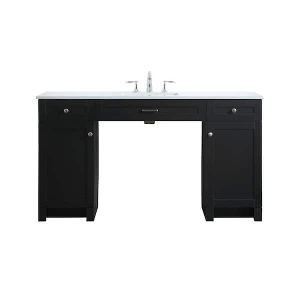 60 in. W x 19 in. D x 34 in. H ADA Bath Vanity in Black with Calacatta White Engineered Marble Top