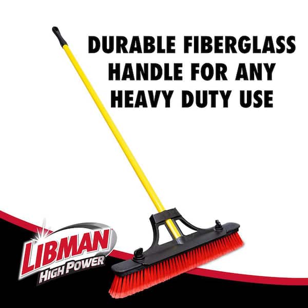 24 in. High Power Contractor Grade Multi-Surface Push Broom with Brace and Fiberglass Handle