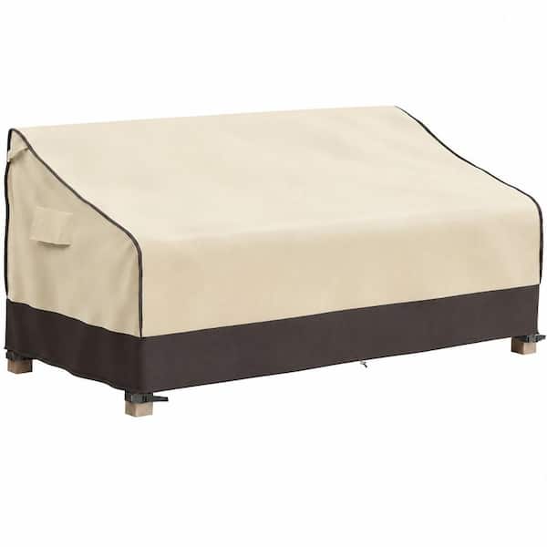 80 in. x 38 in. x 35 in. Heavy-Duty Polyester 3-Seater Outdoor Sofa Cover in Brown and Khaki