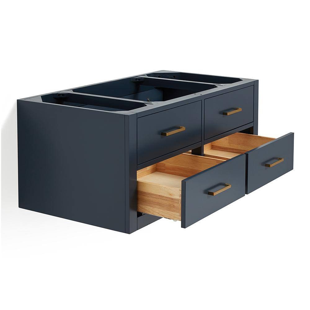 Midnight Blue 42" Single Wall-Mount Vanity with Brass Handles