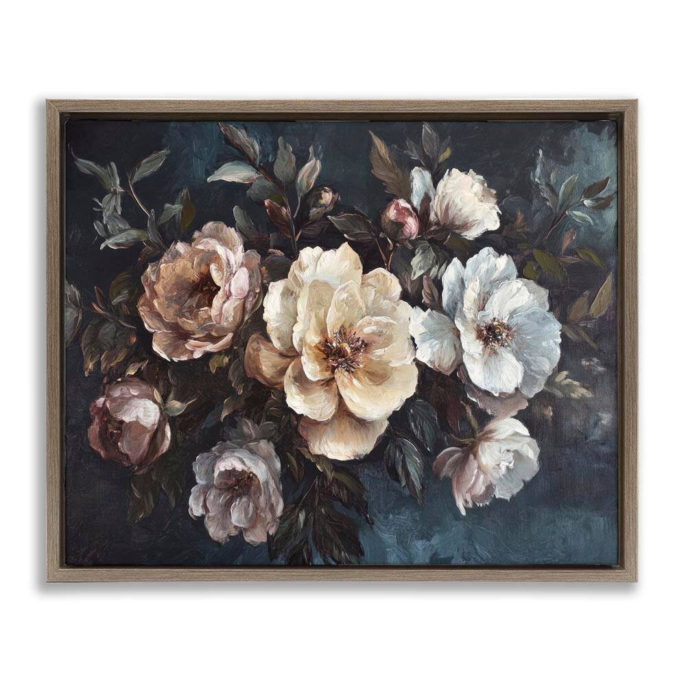 Bold Vintage Blooms by Petal Prints Design Brown Floater Frame Nature Graphic Art Print 17 in. x 21 in. price history on PriceWatchPro