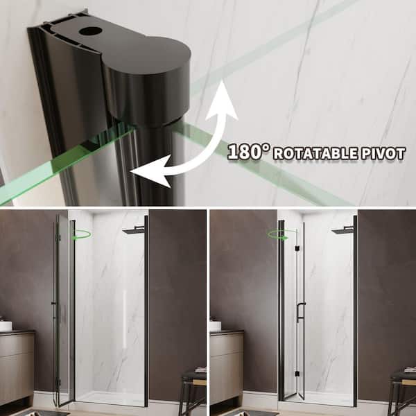 32 to 34 in. W x 72 in. H Bi-Fold Frameless Shower Door in Matte Black with Tempered Clear Glass