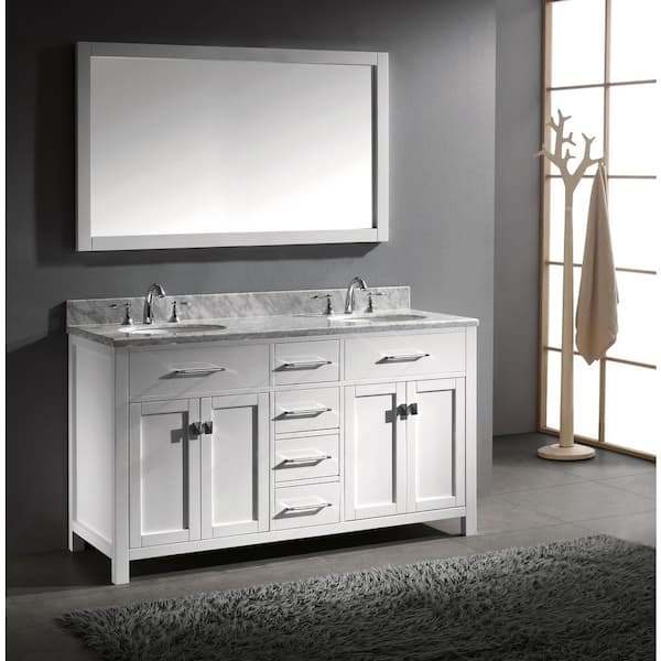 Virtu Usa Ine 60 In W Bath Vanity, 60 Inch Bathroom Vanity Double Sink White